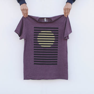 Bright Spot Rising Sun Minimalist Geometric Mens Graphic Tee Plum