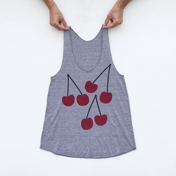 Cherry Bomb Bing Cherries Foodie Design Women's Racerback Tank Top Gray