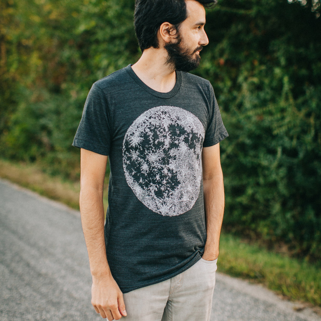 Full Moon Astronomy Print Mens Graphic Tee Tri-Blend Black