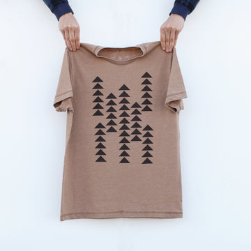 Scenic Desert Landscape Geometric Triangles Mens Graphic Tee Camel Brown