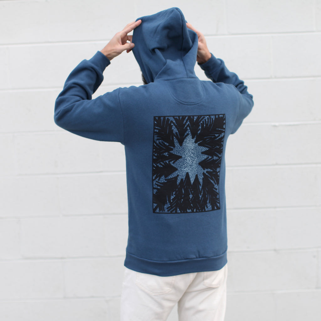 Milky Way Galaxy Unisex Fleece Pullover Hoodie Deep Sea Blue