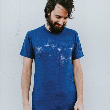 Big Dipper or Little Dipper Mens Graphic Tee on Indigo Blue