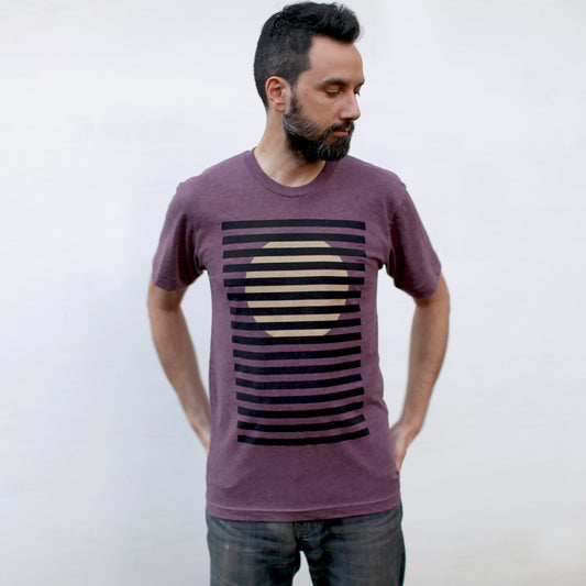 Bright Spot Rising Sun Minimalist Geometric Mens Graphic Tee Plum