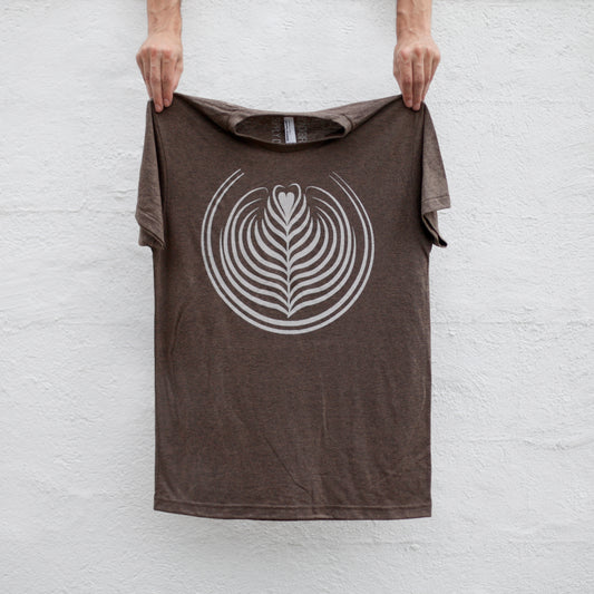 Coffee Lover Latte Art Coffee Shirt Unisex 50/50 Cotton Poly Tee Brown