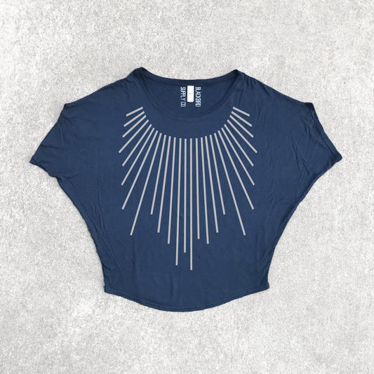 Modern Minimalist Off the Shoulder Organic Cotton Bamboo Top Navy Blue